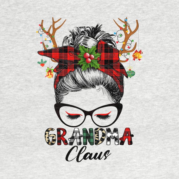 Grandma Claus Reindeer Messy Bun Wink Eye Christmas Family Matching by Magazine